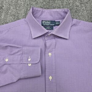 Polo Ralph Lauren Shirt Mens 17 Purple Check Long Sleeve Regent Custom Button Up